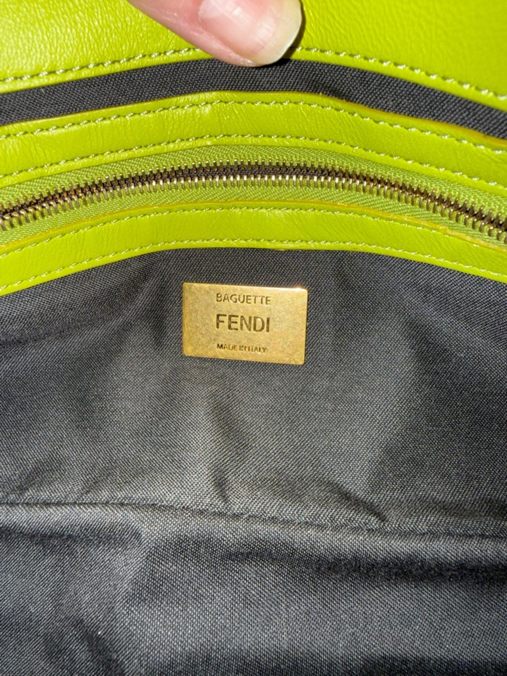 Fendi Lime Green Baguette with Gold Hardware - Picture 9 of 13